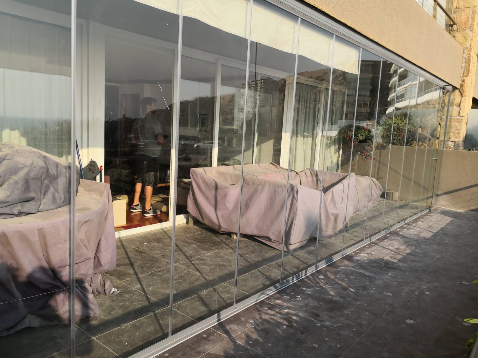 Cortinas de cristal en terraza
